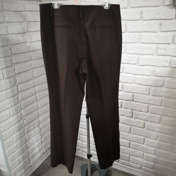 Ann Taylor Margo Ladies Size 12 Dark Brown Straight Legs Dress Pants - Picture 2 of 10